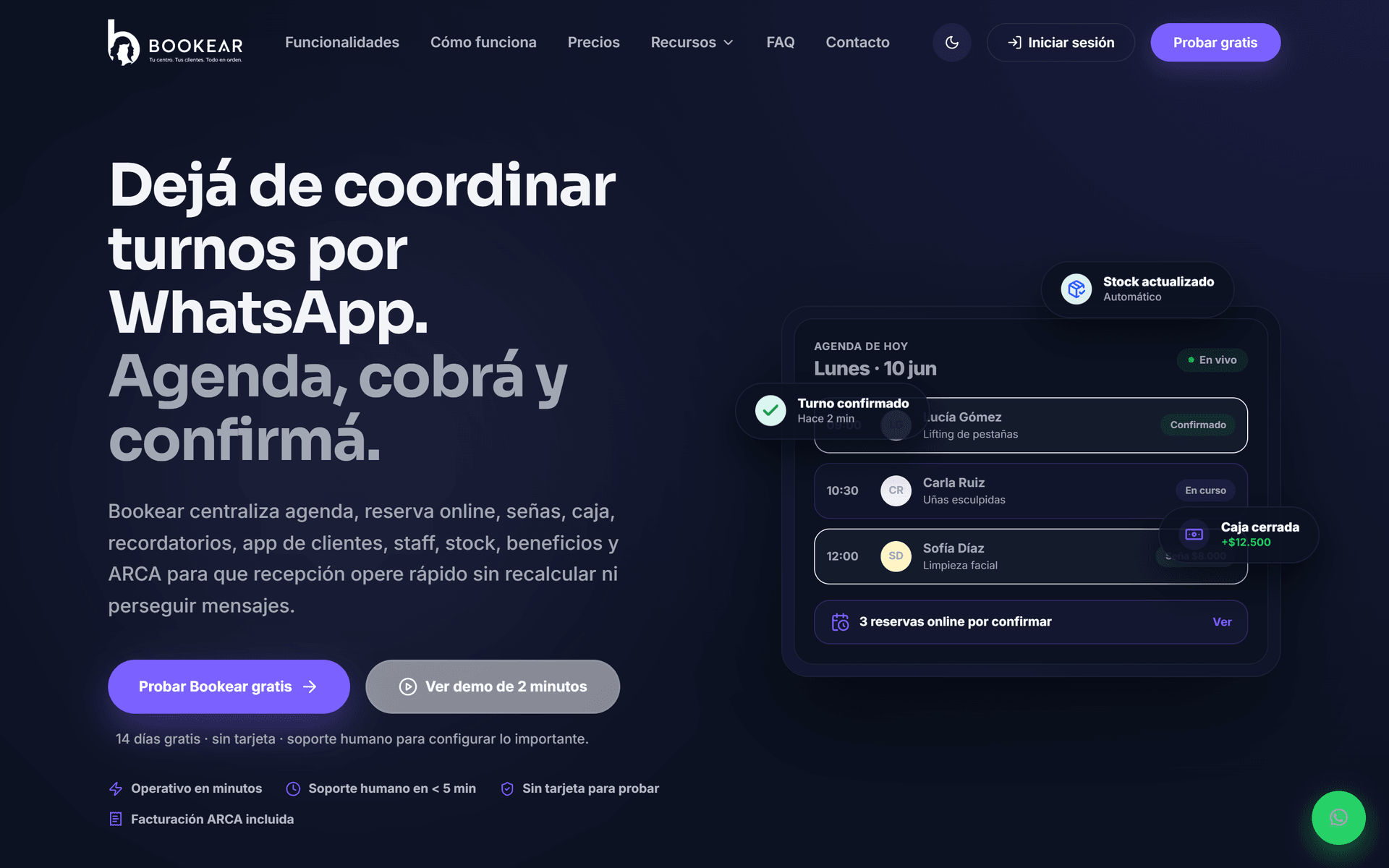 Bookear — Bookear: agenda, cobros y confirmaciones en un solo lugar
