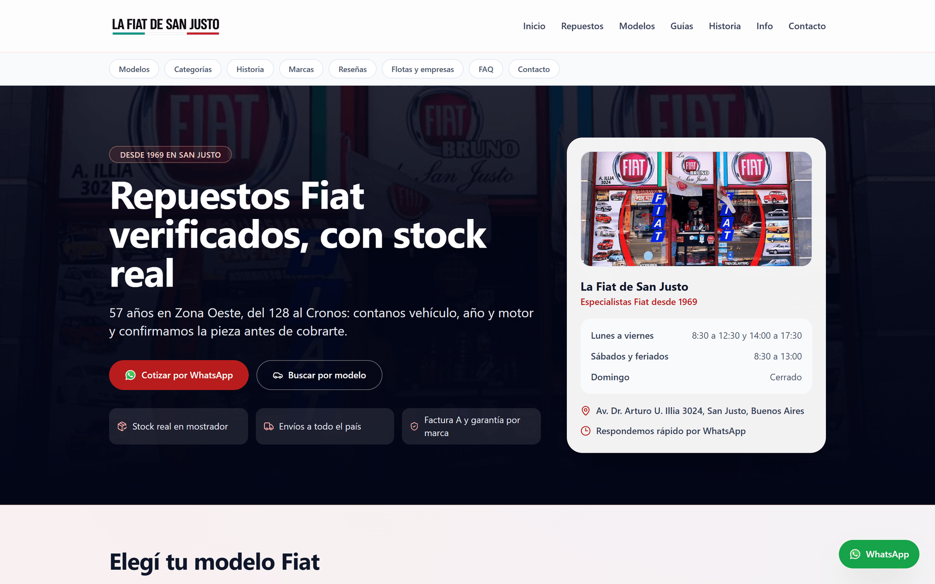 La Fiat de San Justo — Web — Página principal de la landing